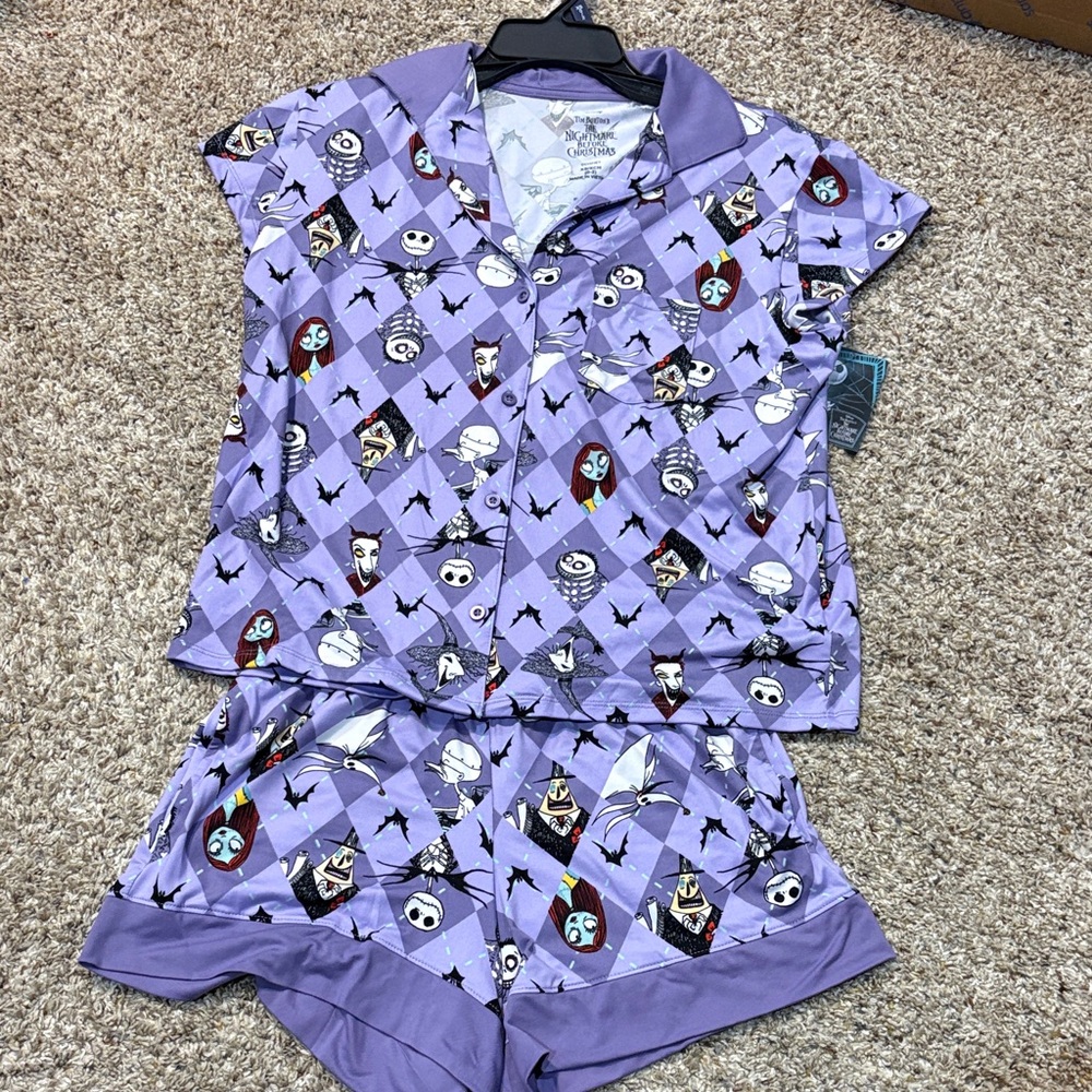 Disney Nightmare Before Christmas Purple Character Pajama Set